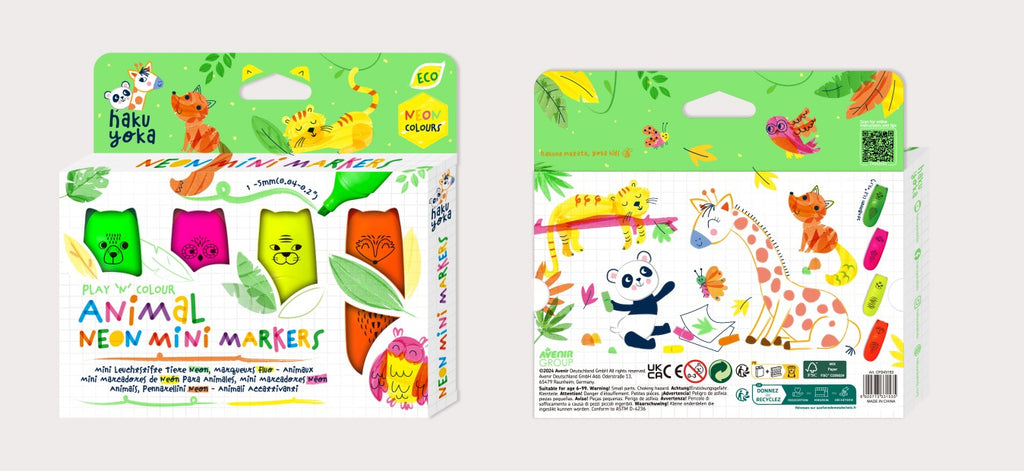 Haku Yoka Mini Markers- Animal Neon