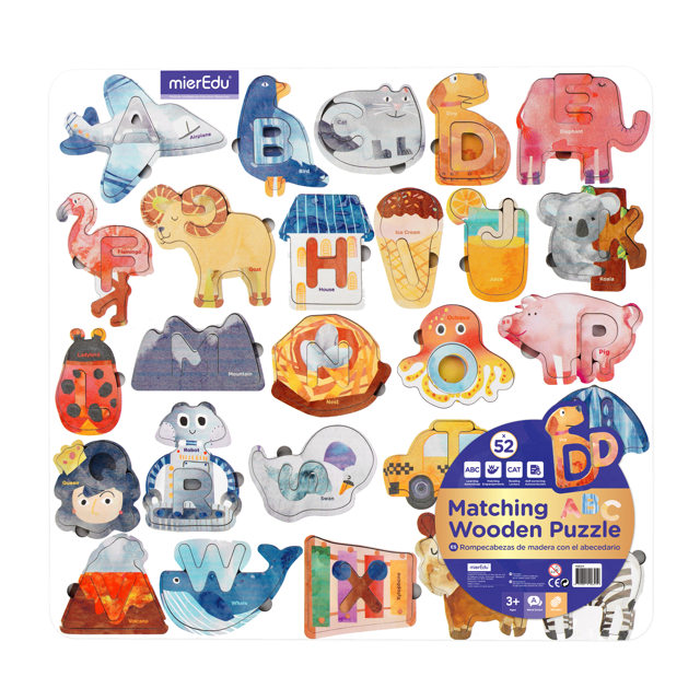 mierEdu Matching ABC Wooden Puzzle Deluxe